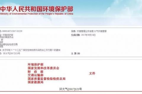 【政策動態】關于印發《“十三五”揮發性有機物污染防治工作方案》的通知